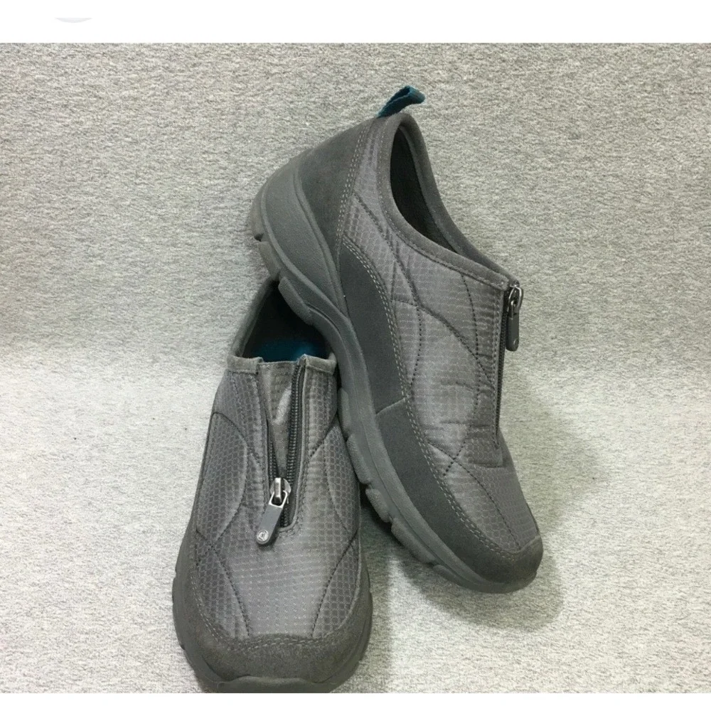 Lands End Womens All Weather‎ Zip Front Suede Insulated Winter Shoes Gray 8.5 B